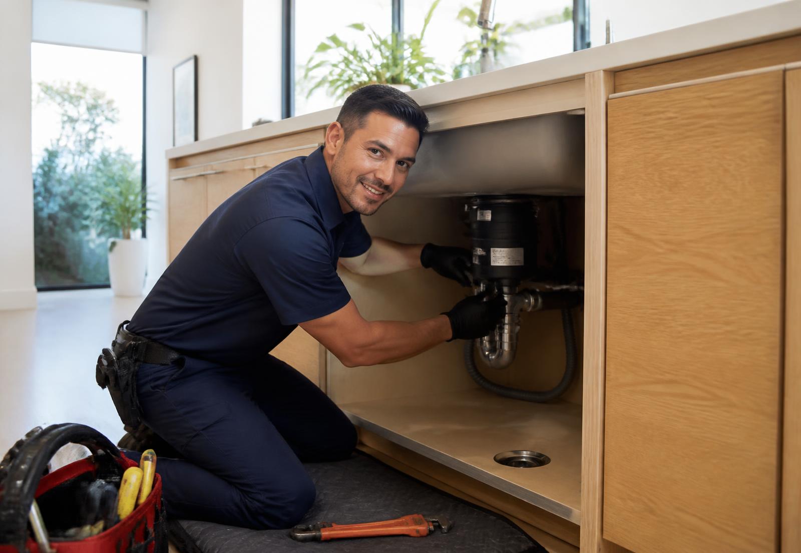 Prime Plumbers technician repairing a kitchen sink drain in Santa Ana